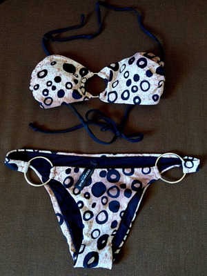Σετ μπικίνι Ocean Blue Beach, small, μπεζ και μαύρο με animal print