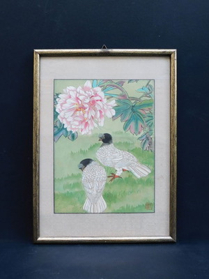 East Asian style painting like new with protective glass signed