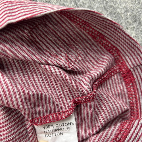 Richbear Polo Shirt Large Maroon White Striped vintage effect like new