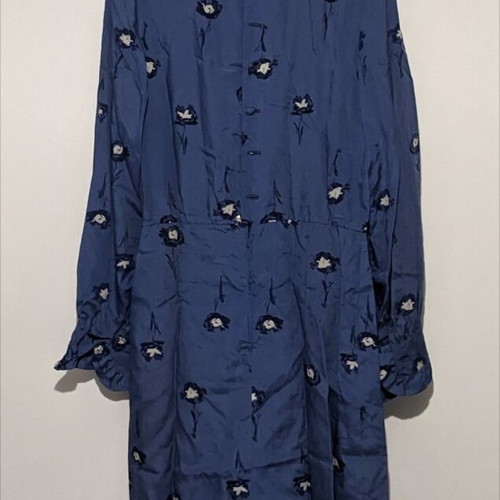 Silk vintage dress Tsouchlos like new, blue with beige flowers