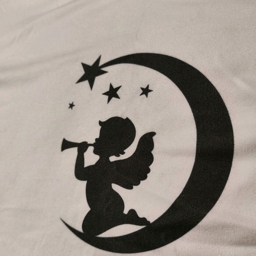 Crop top used with angel and moon print, white