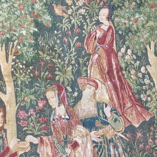 French tapestry used, large medieval-style replica