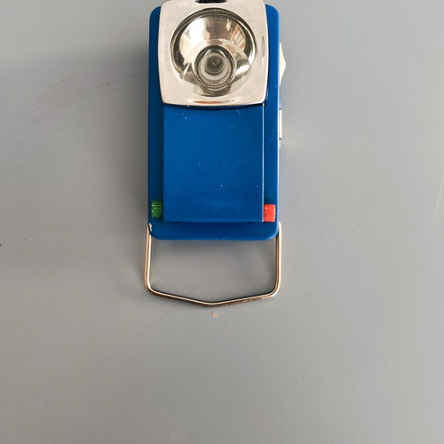 Vintage Metal Pocket Flashlight used, blue color, retro collectible