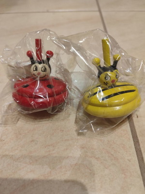 Wooden spinning tops colorful new