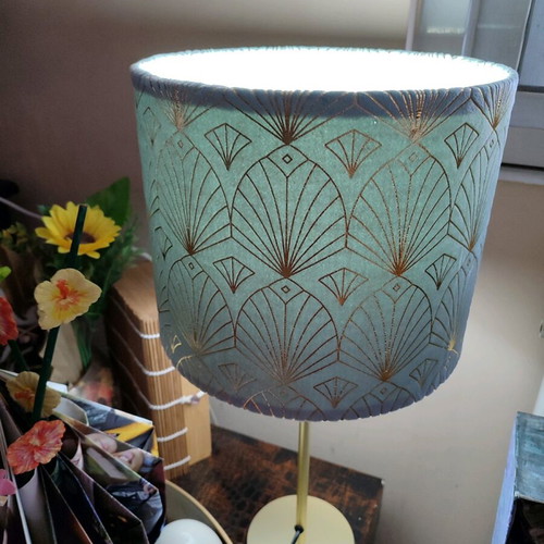 Handmade lamp new 50 cm height with blue and gold shade