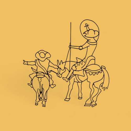 Wall decor wire art Don Quixote with kiln finish 1m x 1.10m