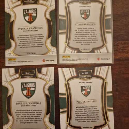 Panini Euroleague Select Zalgiris basketball cards pack of 4 new