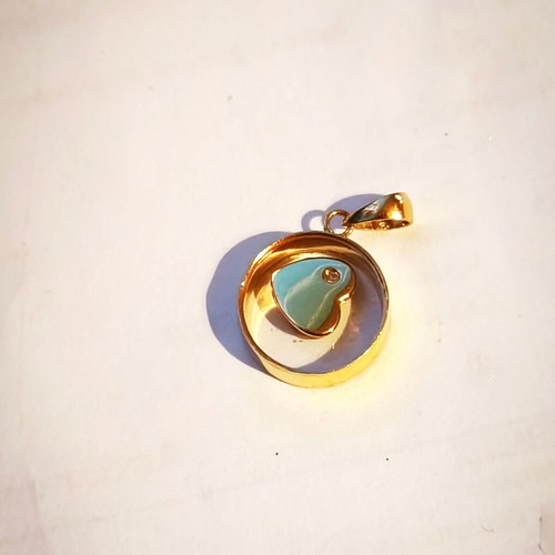 Gold pendant with diamond, 18k, handmade