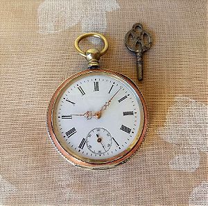 Ρολόι τσέπης ασημένιο 0,800 VICTORIA του 1899 με original κλειδί. Με 3 καπάκια και άριστο καντράν πορσελάνης. Με σέρβις. Λειτουργικό.