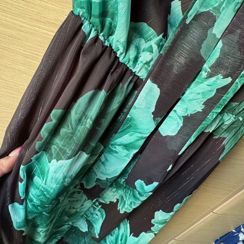 Dress with one shoulder and belt new, black and green