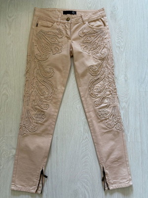 Just Cavalli Womens Vintage Paisley Floral Applique Jeans XS