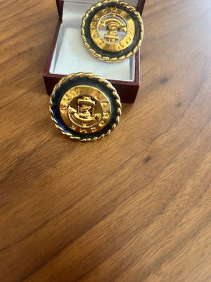 Vintage 80’s clip on earrings Guy Laroche dark blue and gold, like new