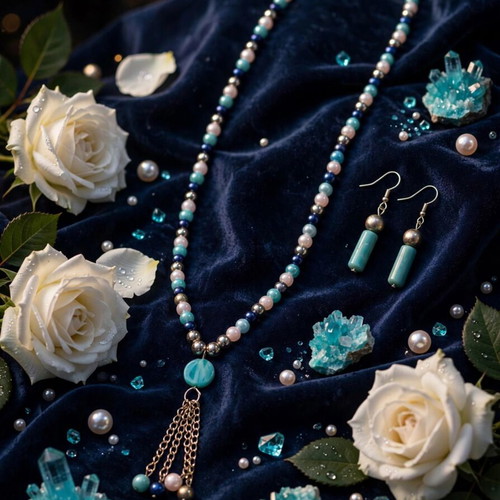 Colorful Beaded Necklace and Earrings Set, new