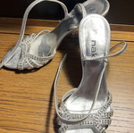 Nak silver sandals like new with strass, size 36