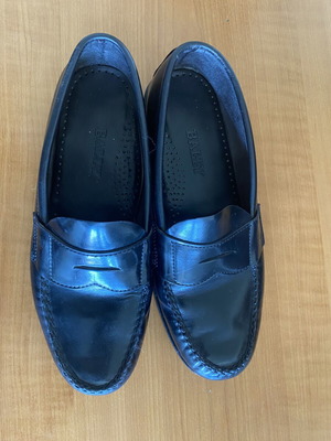 Bally men's leather shoes size 42 used, black loafers