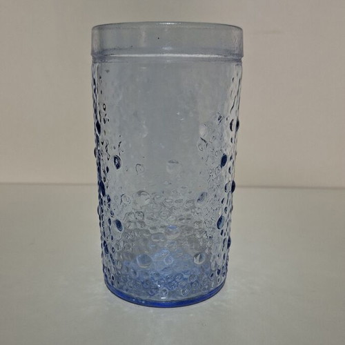 Set of 5 embossed blue glass tumblers like new
