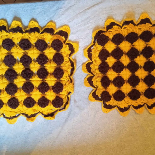 Knitted pillowcases new, set of 2, yellow brown