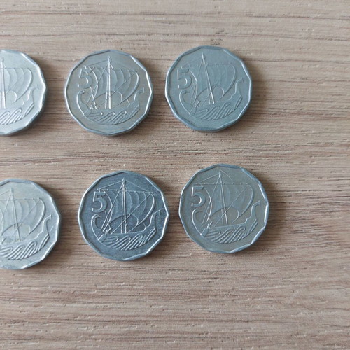 5 mils Cyprus coins used, pack of 10 from 1982