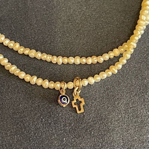 Vintage Silver Amulet Necklace with Freshwater Pearl like new