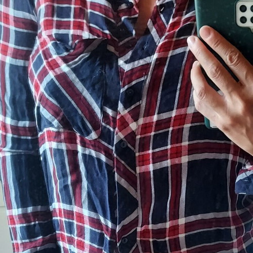 Bershka checked shirt used, size M, blue and red