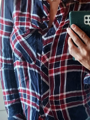 Bershka checked shirt used, size M, blue and red