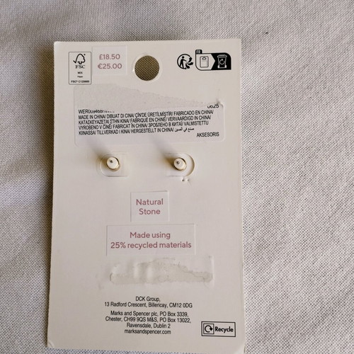 Clover earrings new Marks & Spencer green and gold