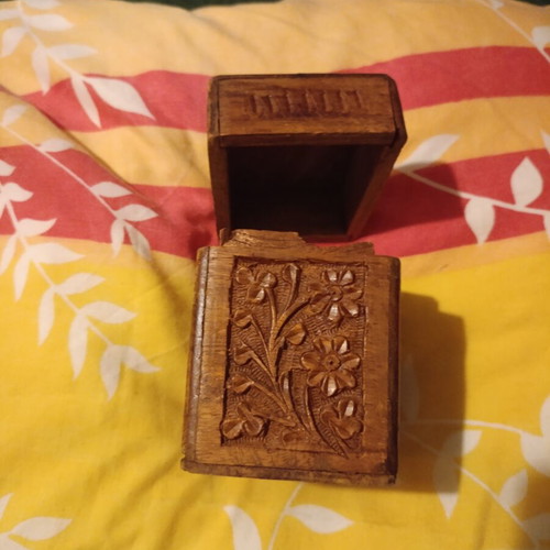 Wooden handmade carved box used