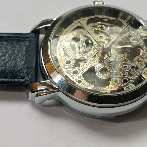 Winner skeleton watch new unisex with silver strap