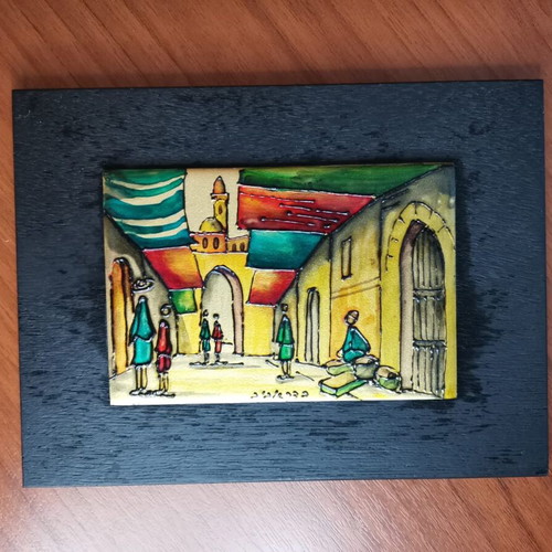 Vintage Enamel Picture from Judaica Kfar Galim, like new