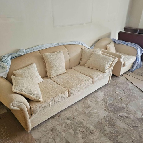 Sofa and armchair set, beige