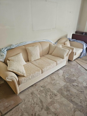 Sofa and armchair set, beige