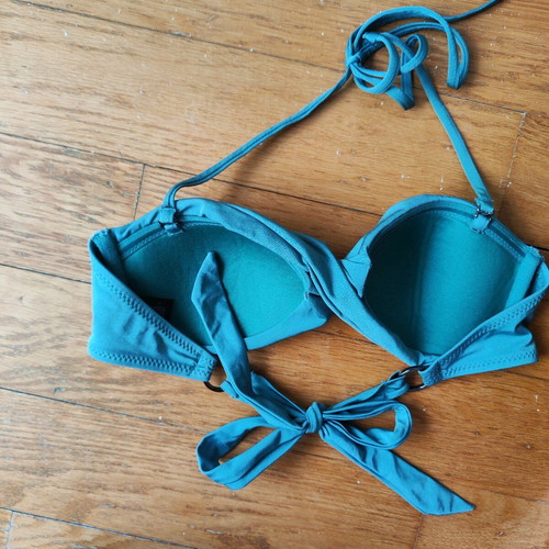 H&M Bikini Set Petrol / Emerald with Strapless Top & Slip with Rings (Size S / 36)