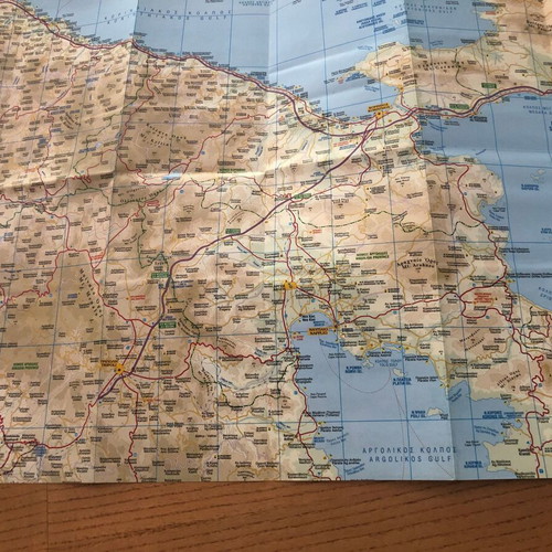 Peloponnese Road Map used, scale 1:250,000