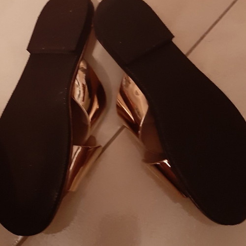 Greek sandals flat flip-flops size 40 new, genuine leather gold