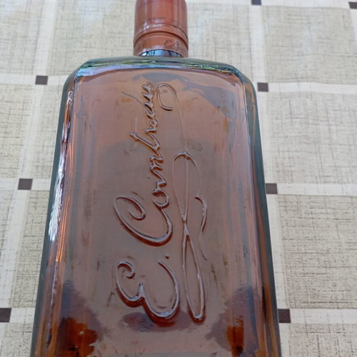 Cointreau square collectible bottle, amber 1950s-80s