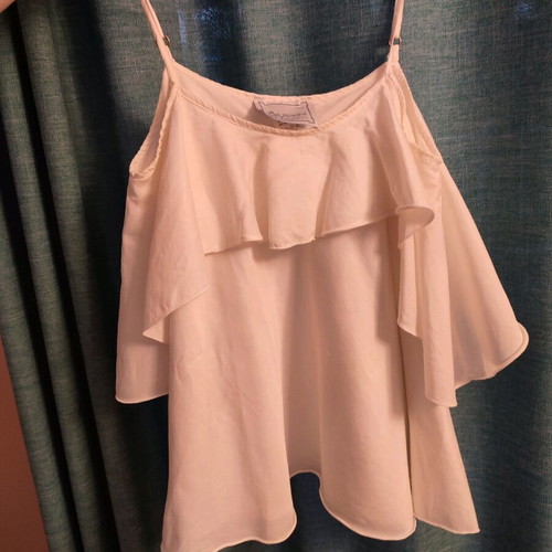 Queen of Hearts top used, one size, white, cotton-silk blend