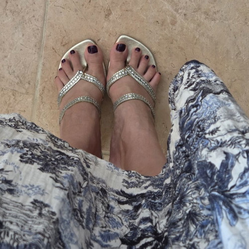 Stuart Weitzman Crystal Embellished Metallic Sandals, EU 38.5