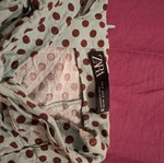 Zara skirt like new, soft pistachio with brown polka dots, size S