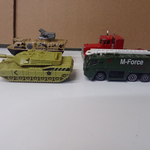 Vintage toy vehicle set of 4 with Polfi Toys red truck