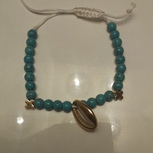 Handmade anklets made to order, gray and turquoise