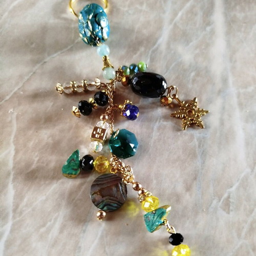Keychain / Pursecharm New Green Gold Handmade