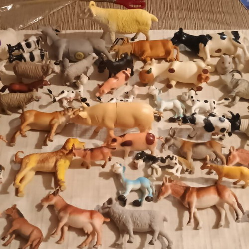 Set of 48 plastic farm animals