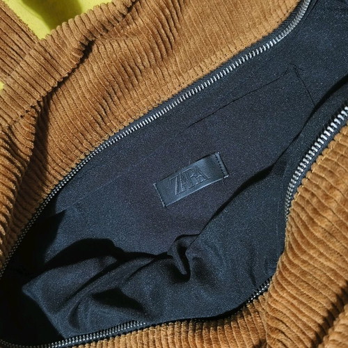 Tote bag Zara large shoulder bag in brown corduroy like new