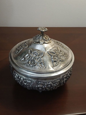 Silver-plated vintage fondue bowl