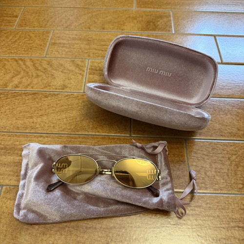 Miu Miu sunglasses, gold, with case, pouch and box