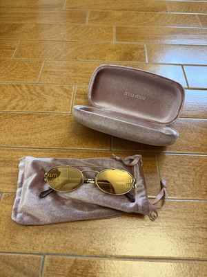 Miu Miu sunglasses, gold, with case, pouch and box