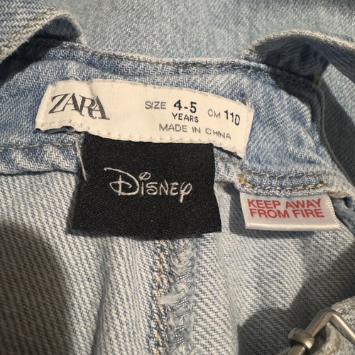 Zara Disney denim overalls with Minnie and Mickey designs, like new, size 110cm