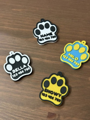 Personalized pet ID tag with name, phone & optional QR code, 3D printed