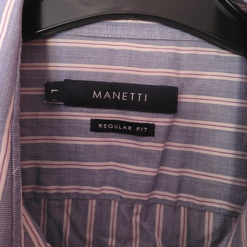 Manetti men's striped shirt, size L, white and blue