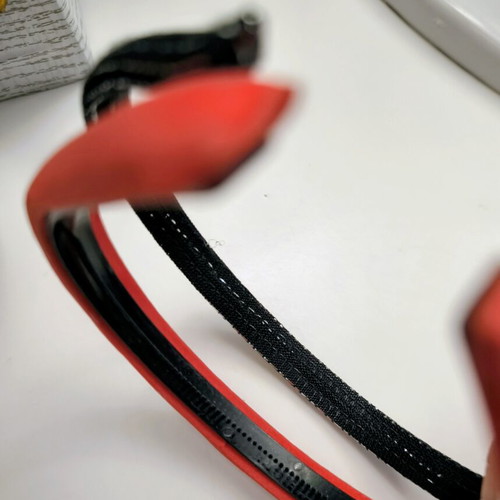 Fabric headbands new, red and black with silver thread